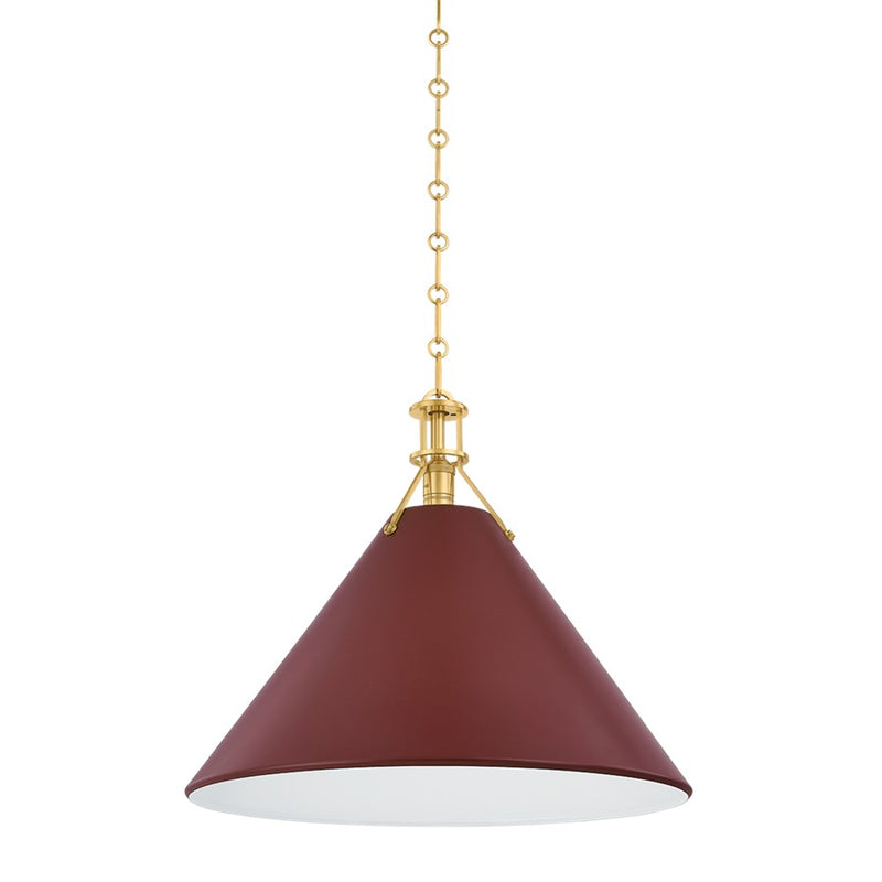 Hudson Valley Painted No.2 1Lt 21" Pendant, Brass/Soft Crimson - MDS352L-AGB-CRN