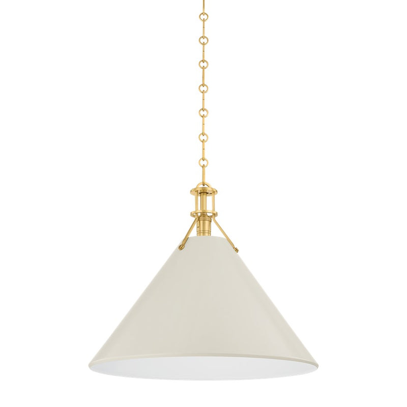 Hudson Valley Painted No.2 1Lt Pendant, Aged Brass/Off-White - MDS352L-AGB-OW