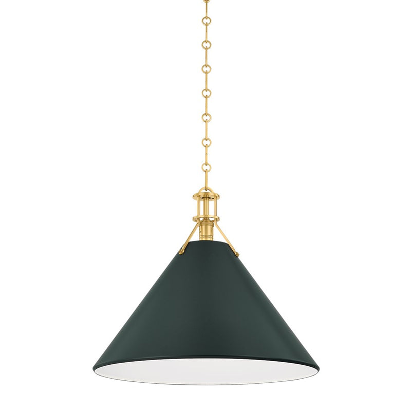 Hudson Valley Painted No.2 1Lt 21" Pendant, Brass/Green - MDS352L-AGB-SSG