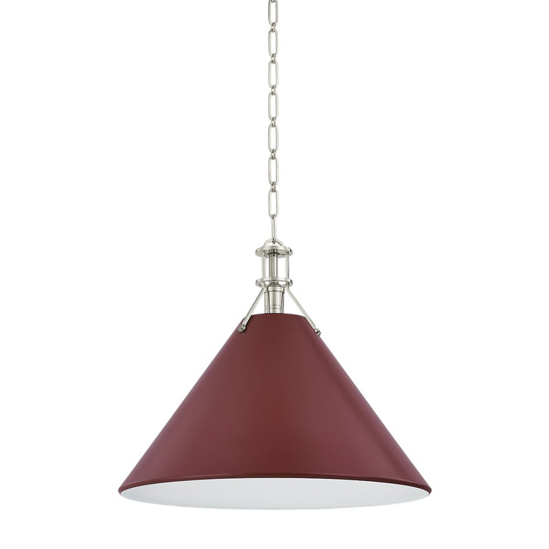 Hudson Valley Painted No.2 1Lt 21" Pendant, Nickel/Crimson - MDS352L-PN-CRN