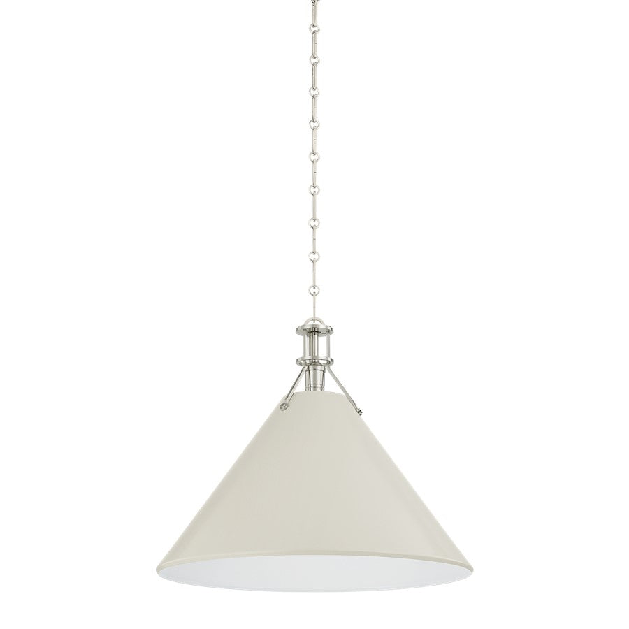 Hudson Valley Painted No.2 1Lt Pendant, Nickel/White - MDS352L-PN-OW