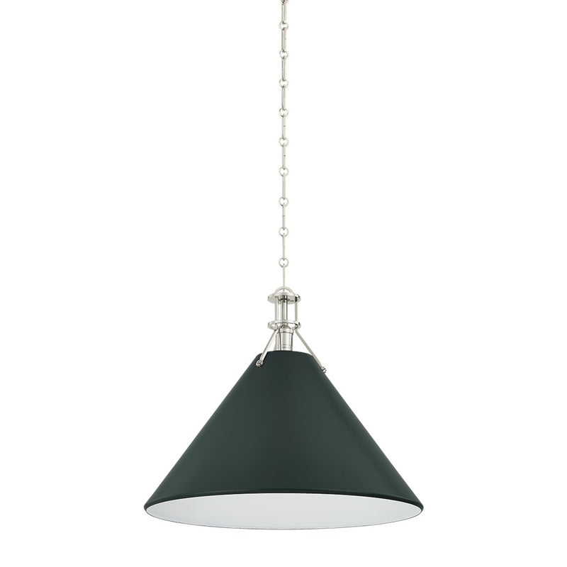 Hudson Valley Painted No.2 1Lt 21" Pendant, Nickel/Green - MDS352L-PN-SSG