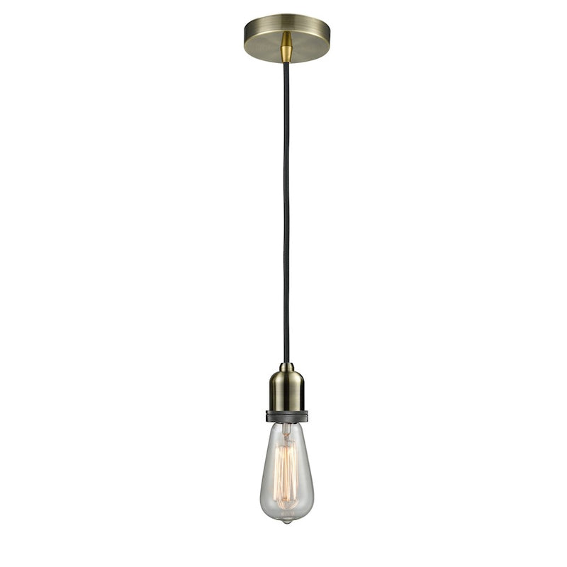 Innovations Whitney Bare Bulb Mini Pendant, Ant. Brass/BK