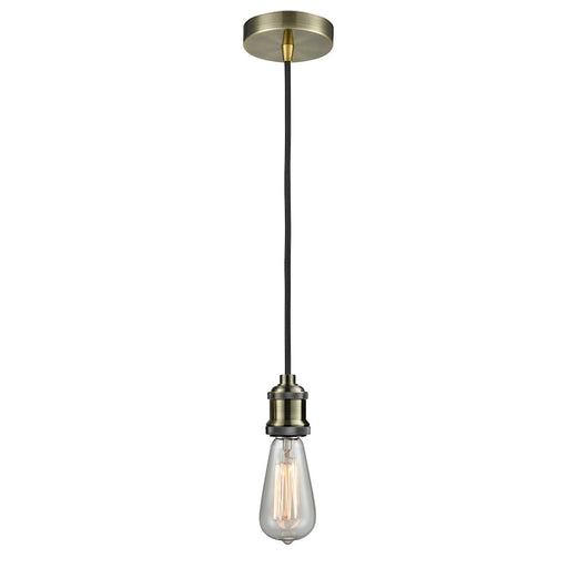 Innovations Edison Bare Bulb Mini Pendant, Ant. Brass/Amber