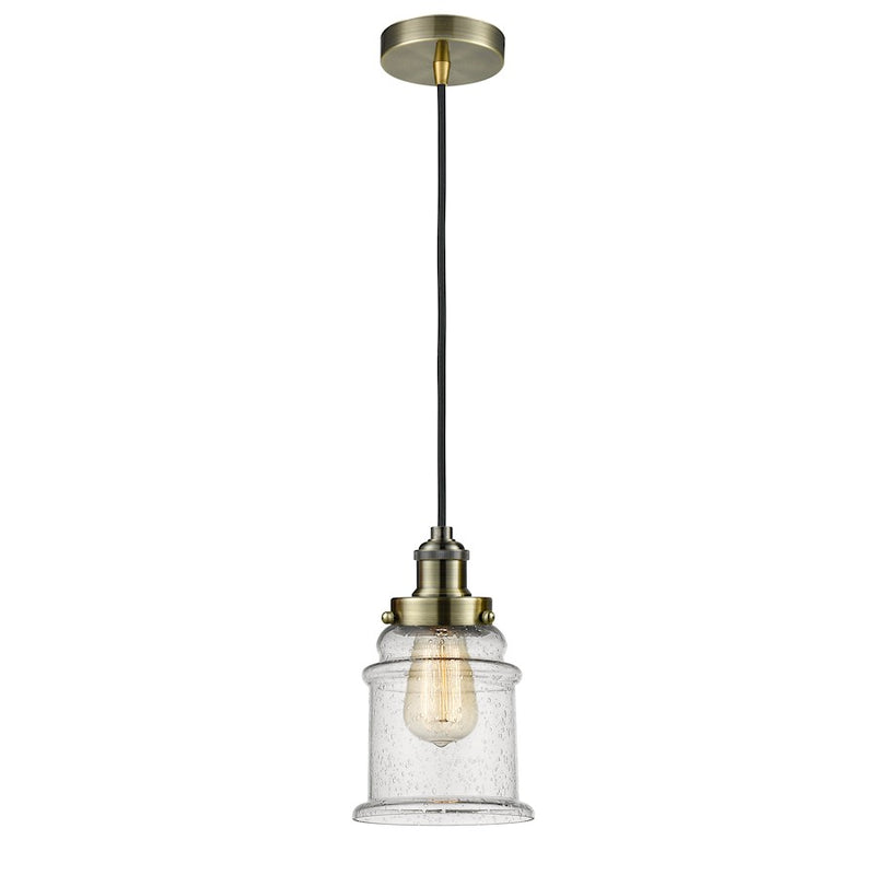 Innovations Edison Canton 8in Mini Pendant | Industrial Antique Brass and Seedy Glass | Kitchen Island & Bar Lighting | Model 100AB-10BK-1H-AB-G184