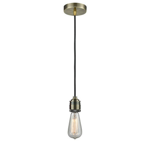 Innovations Winchester Bare Bulb Mini Pendant, Ant. Brass/BK