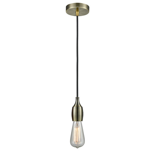 Innovations Chelsea Bare Bulb Mini Pendant, Ant. Brass/Amber/BK