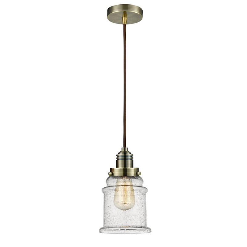 Innovations Canton 2-Light Mini Pendant | Industrial Antique Brass and Seeded Glass | Kitchen Island & Dining Room | Model 100AB-10BR-2H-AB-G184