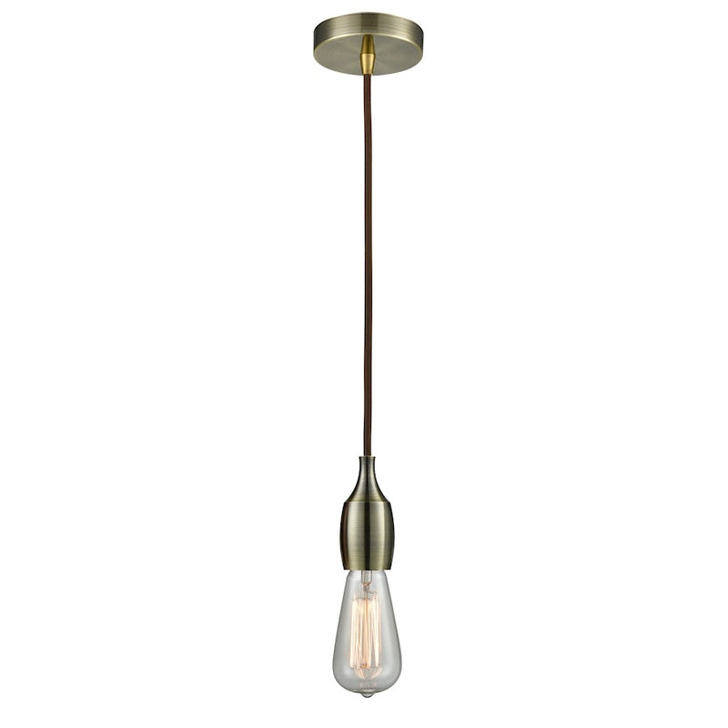Innovations Chelsea Bare Bulb Mini Pendant, ABrass/Amber/Brown