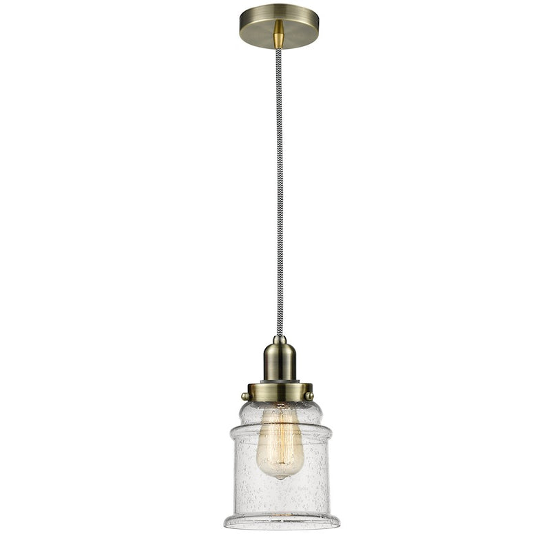 Innovations Whitney Canton 8in Mini Pendant | Industrial Antique Brass and Seedy Glass | Kitchen Island & Breakfast Bar | Model 100AB-10BW-0H-AB-G184