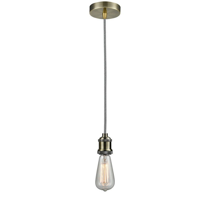 Innovations Edison Bare Bulb Mini Pendant, ABrass/Amber/Zebra