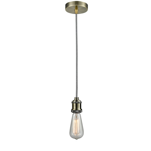 Innovations Edison Bare Bulb Mini Pendant, ABrass/Amber/Zebra