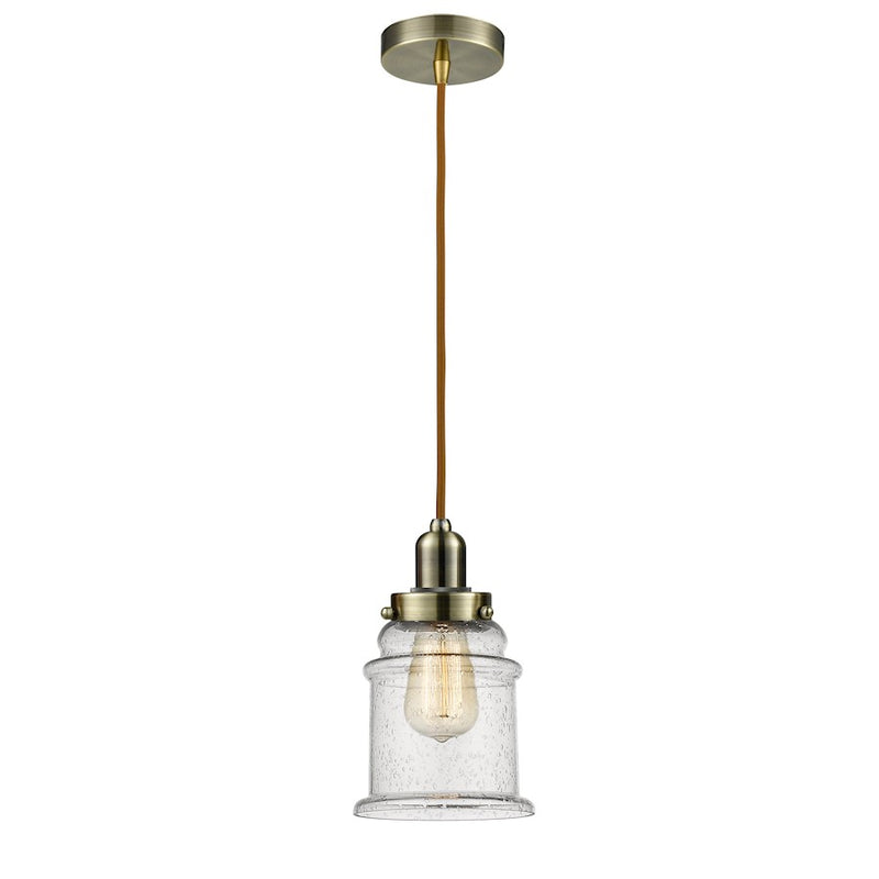 Innovations Whitney Canton Mini Pendant | Industrial Antique Brass and Seedy Glass | Kitchen Island & Dining Room | Model 100AB-10CR-0H-AB-G184