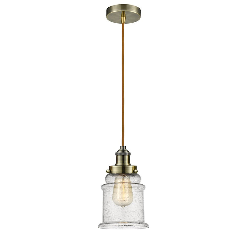Innovations Edison Canton 11in Mini Pendant | Industrial Antique Brass and Seeded Glass | Kitchen Island & Dining Room | Model 100AB-10CR-1H-AB-G184