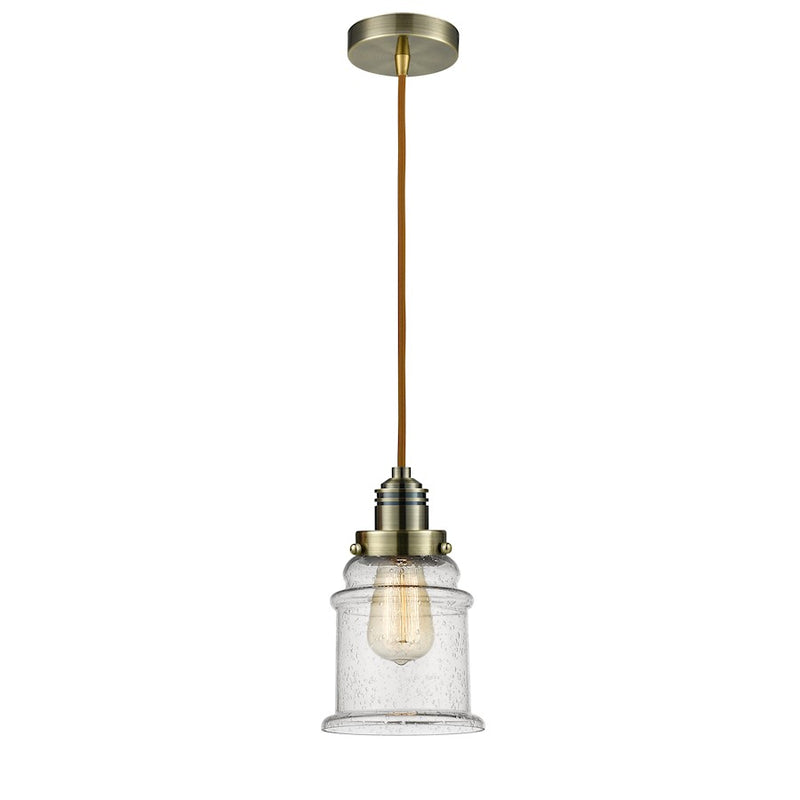 Innovations Lighting Canton 2-Light Mini Pendant | Industrial Antique Brass and Seeded Glass | Kitchen Island & Dining | Model 100AB-10CR-2H-AB-G184