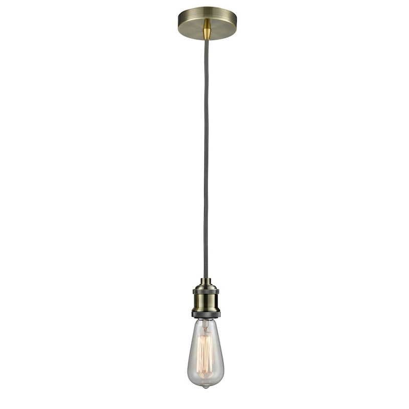 Innovations Edison Bare Bulb Mini Pendant, ABrass/Amber/Gray