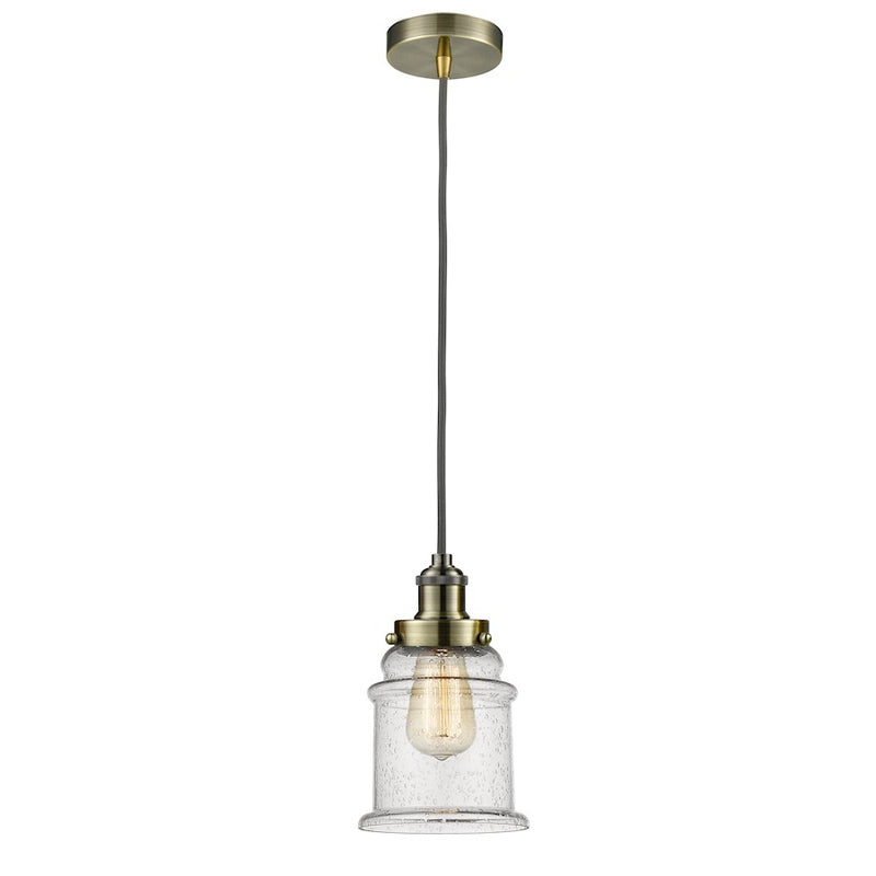 Innovations Canton 8in Mini Pendant | Industrial Antique Brass and Seeded Glass | Kitchen Island & Dining Room | Model 100AB-10GY-1H-AB-G184