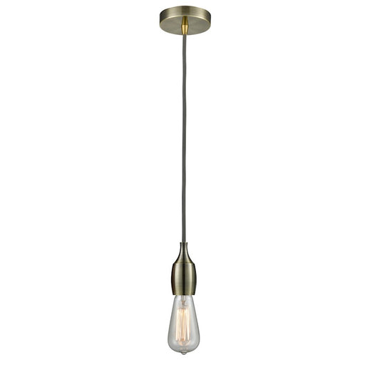 Innovations Chelsea Bare Bulb Mini Pendant, ABrass/Amber/Gray