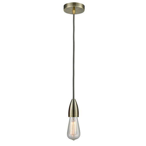 Innovations Fairchild Bare Bulb Mini Pendant, Ant. Brass/Gray