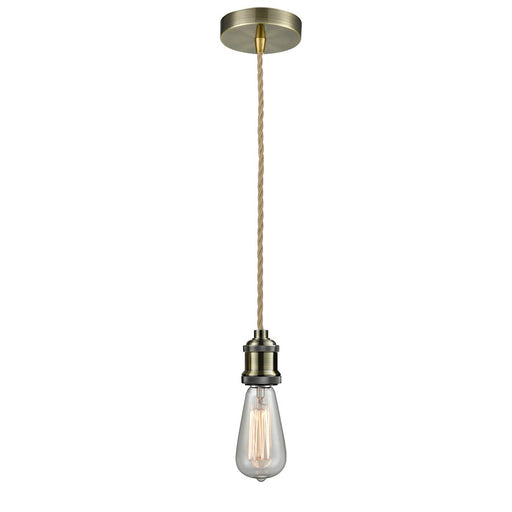 Innovations Edison Bare Bulb Mini Pendant, ABrass/Amber/Rope