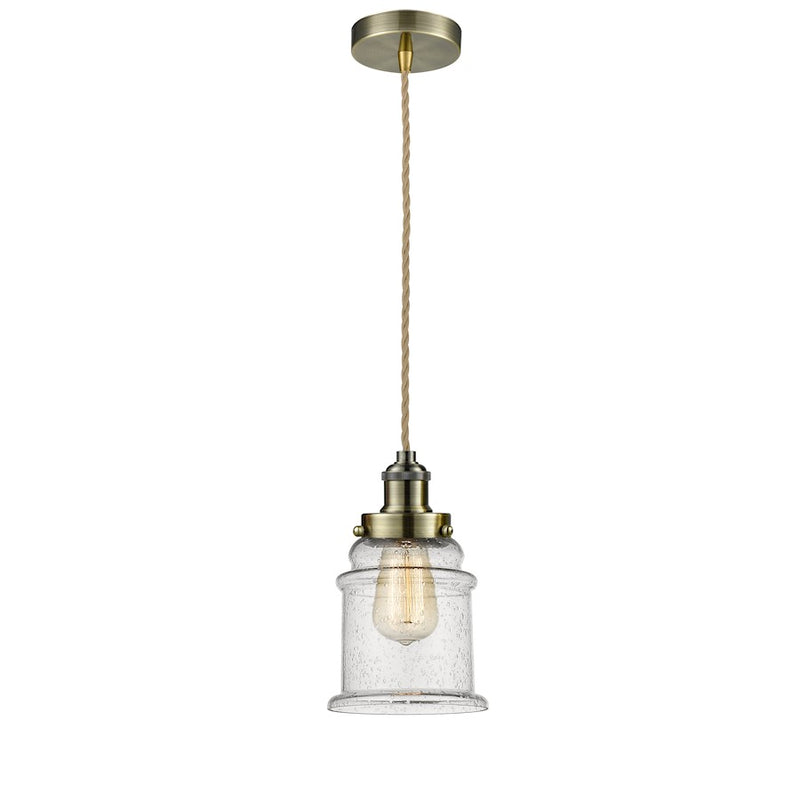 Innovations Canton 8in 1-Light Mini Pendant | Industrial Antique Brass and Seeded Glass | Kitchen Island & Dining Room | Model 100AB-10RE-1H-AB-G184