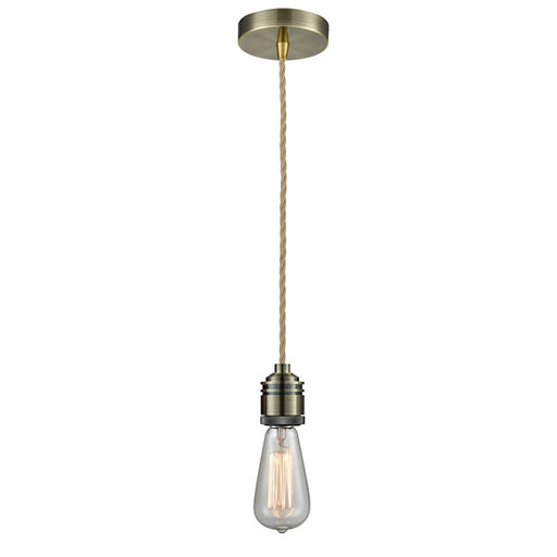 Innovations Winchester Bare Bulb Mini Pendant, Ant. Brass/Rope