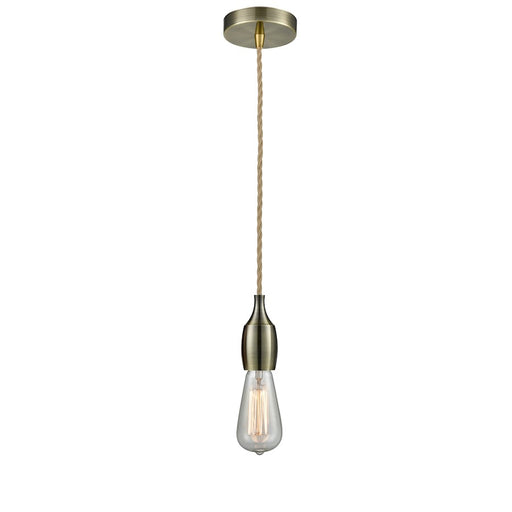 Innovations Chelsea Bare Bulb Mini Pendant, ABrass/Amber/Rope