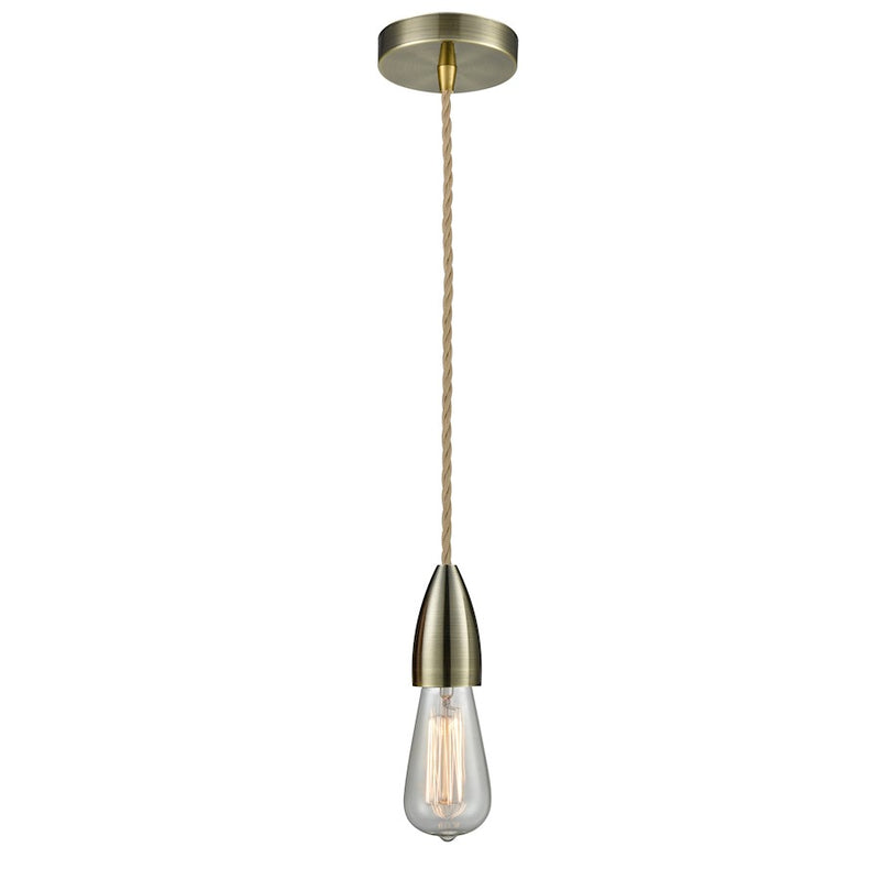 Innovations Fairchild Bare Bulb Mini Pendant, Ant. Brass/Rope