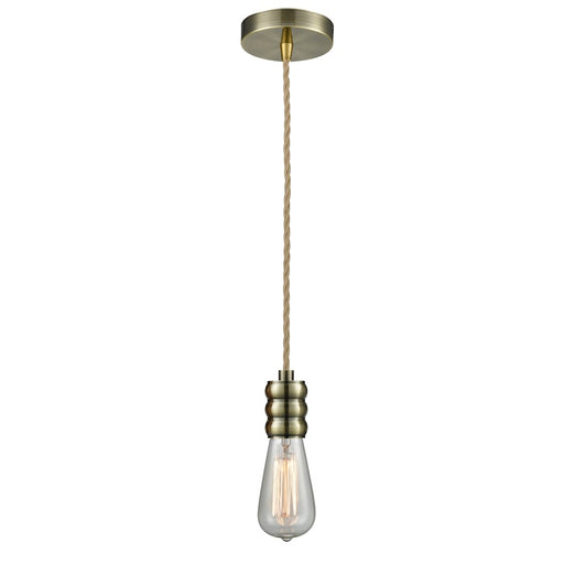 Innovations Gatsby Bare Bulb Mini Pendant, Ant. Brass/Rope Cord