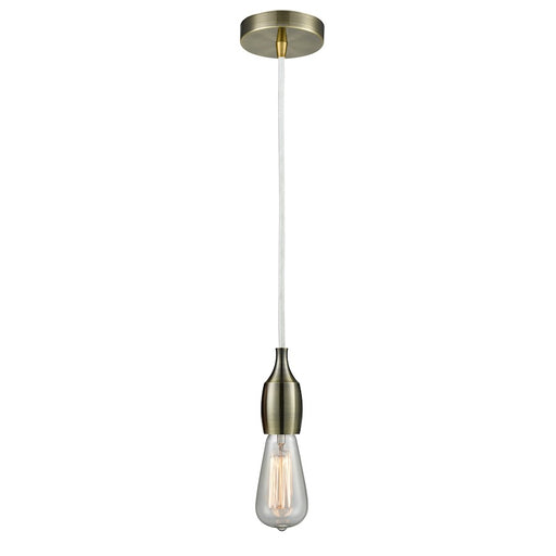 Innovations Chelsea Bare Bulb Mini Pendant, Ant. Brass/Amber/WH
