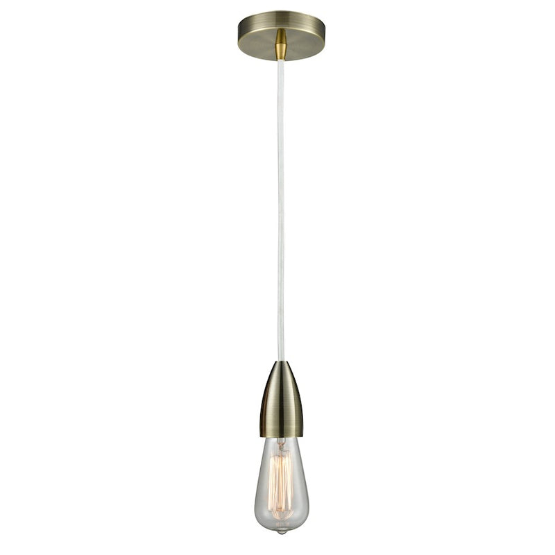 Innovations Fairchild Bare Bulb Mini Pendant, Ant. Brass/WH
