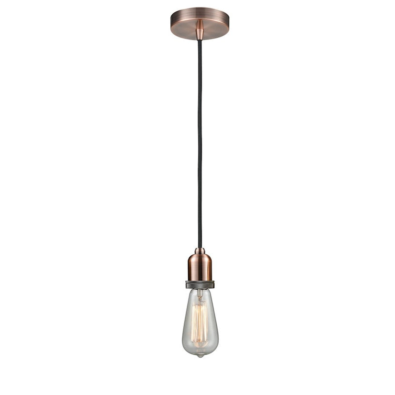 Innovations Whitney Bare Bulb Mini Pendant, AC/BK