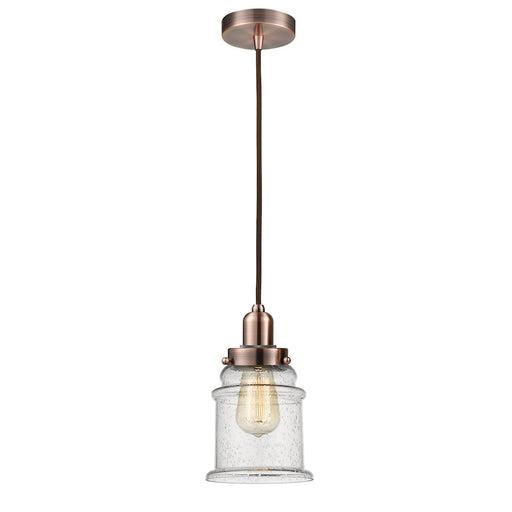 Innovations Whitney Canton 1-Light Mini Pendant | Industrial Antique Copper and Seedy Glass | Kitchen Island & Dining | Model 100AC-10BR-0H-AC-G184