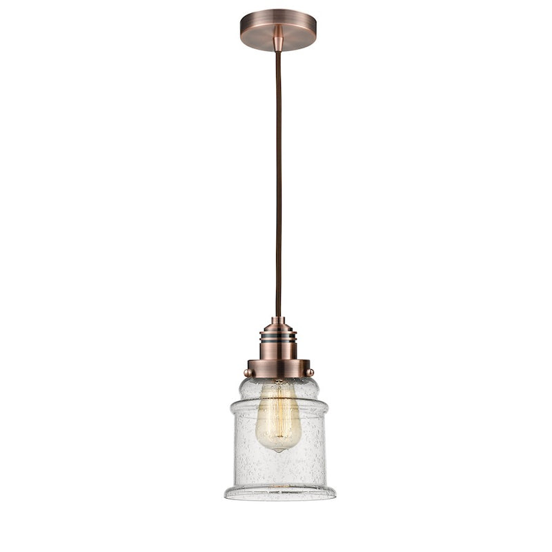 Innovations Winchester Canton 2H Mini Pendant | Industrial Antique Copper and Seeded Glass | Kitchen Island & Dining | Model 100AC-10BR-2H-AC-G184