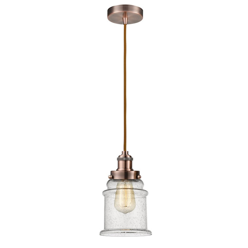 Innovations Edison Canton 8in Mini Pendant | Industrial Antique Copper and Seeded Glass | Kitchen Island & Dining Room | Model 100AC-10CR-1H-AC-G184