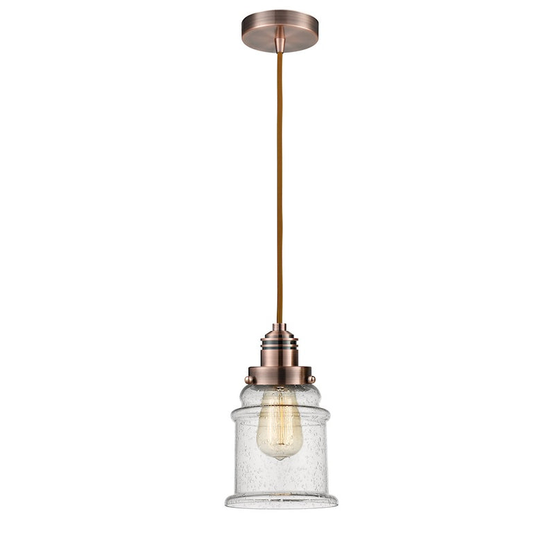 Innovations W Canton 8in 1-Light Mini Pendant | Industrial Antique Copper and Seedy Glass | Kitchen Island & Dining | Model 100AC-10CR-2H-AC-G184