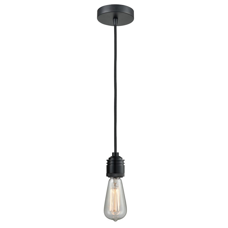 Innovations Winchester Bare Bulb Mini Pendant, Black/Black Cord