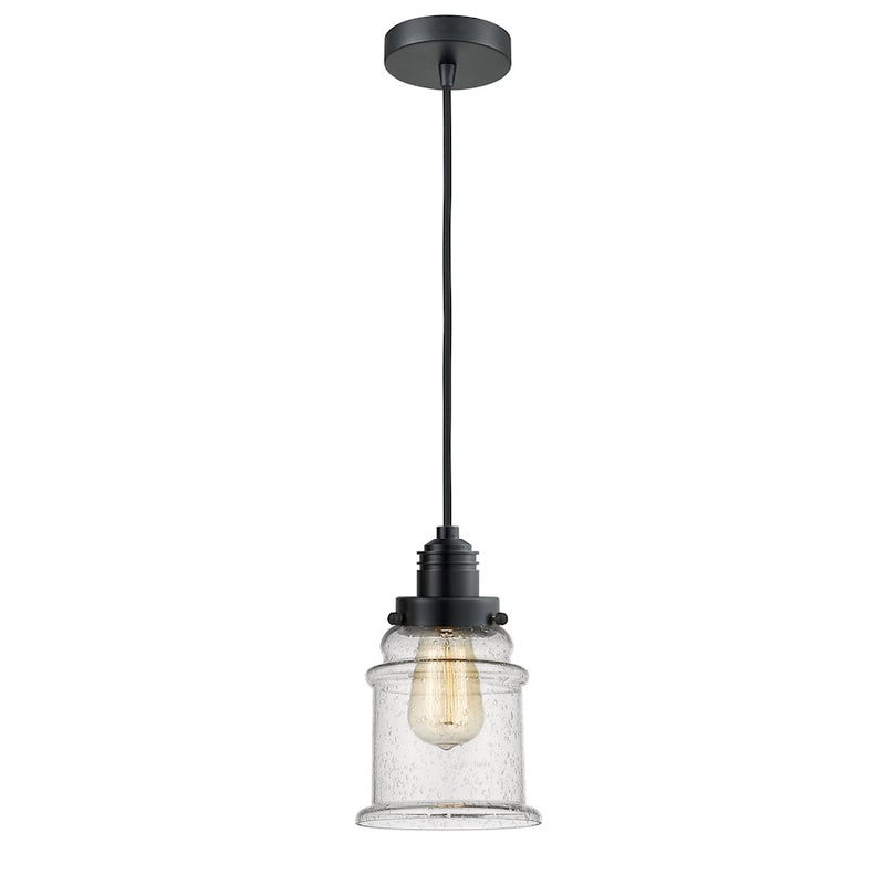 Innovations Canton 2-Light Mini Pendant | Industrial Matte Black and Seedy Glass | Kitchen Island & Dining Room | Model 100BK-10BK-2H-BK-G184
