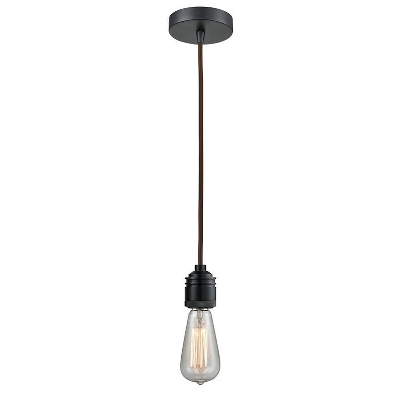 Innovations Winchester Bare Bulb Mini Pendant, Black/Brown Cord