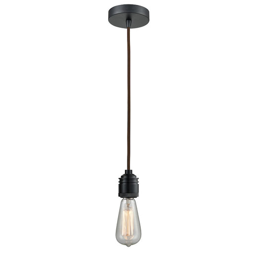 Innovations Winchester Bare Bulb Mini Pendant, Black/Brown Cord