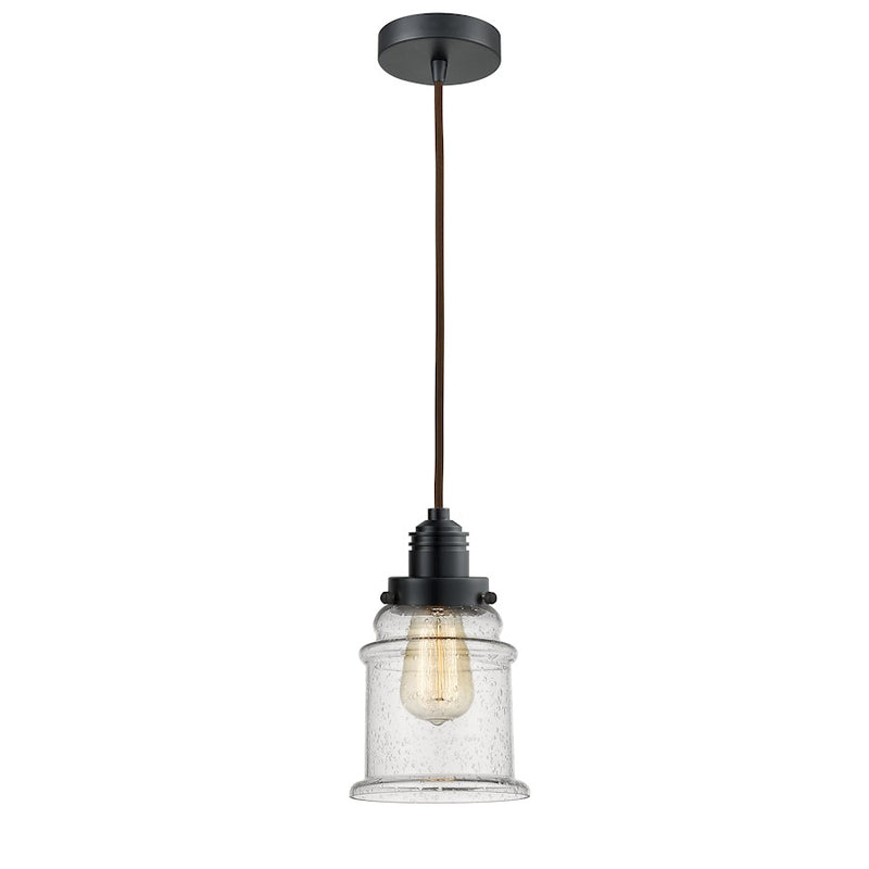 Innovations Canton 2-Light Mini Pendant | Industrial Matte Black and Seedy Glass | Kitchen Island & Dining Room | Model 100BK-10BR-2H-BK-G184