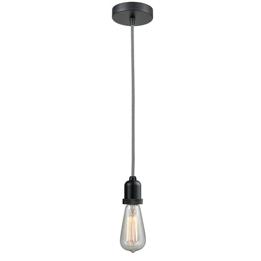 Innovations Whitney Bare Bulb Mini Pendant, Black/Zebra Cord