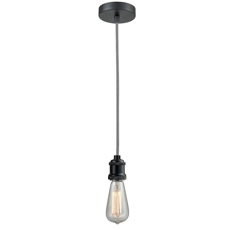 Innovations Edison Bare Bulb Mini Pendant, BK/Amber/Zebra