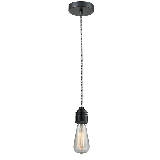 Innovations Winchester Bare Bulb Mini Pendant, Black/Zebra Cord