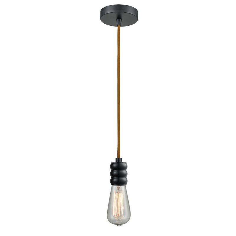 Innovations Gatsby Bare Bulb Mini Pendant, Black/Copper Cord