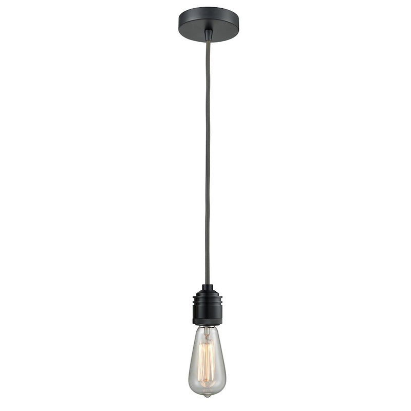 Innovations Winchester Bare Bulb Mini Pendant, Black/Gray Cord