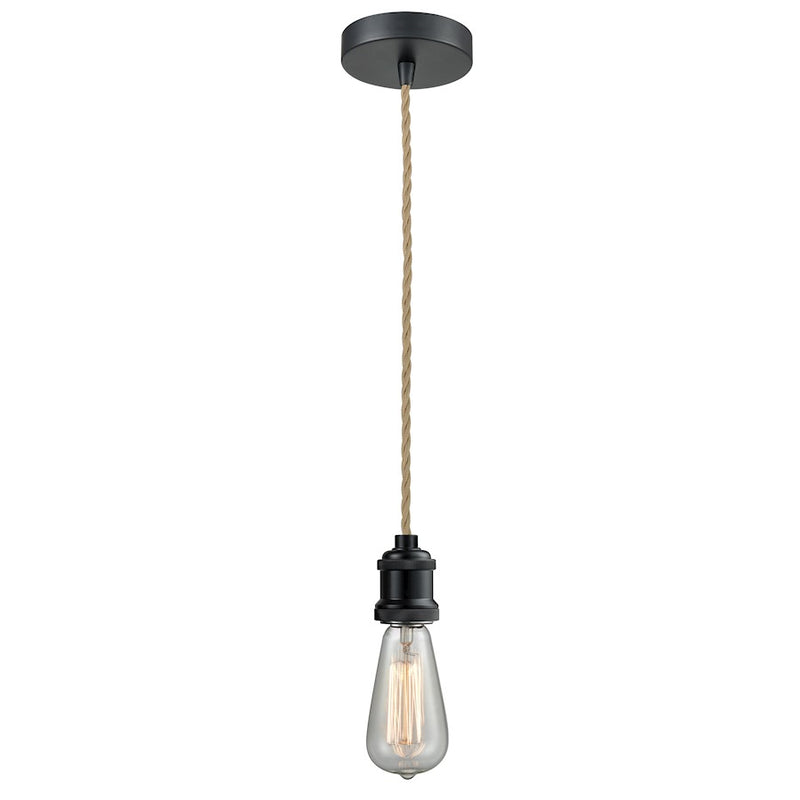 Innovations Edison Bare Bulb Mini Pendant, BK/Amber/Rope