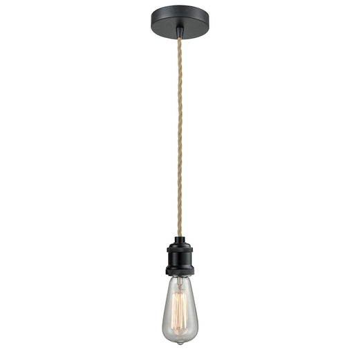 Innovations Edison Bare Bulb Mini Pendant, BK/Amber/Rope