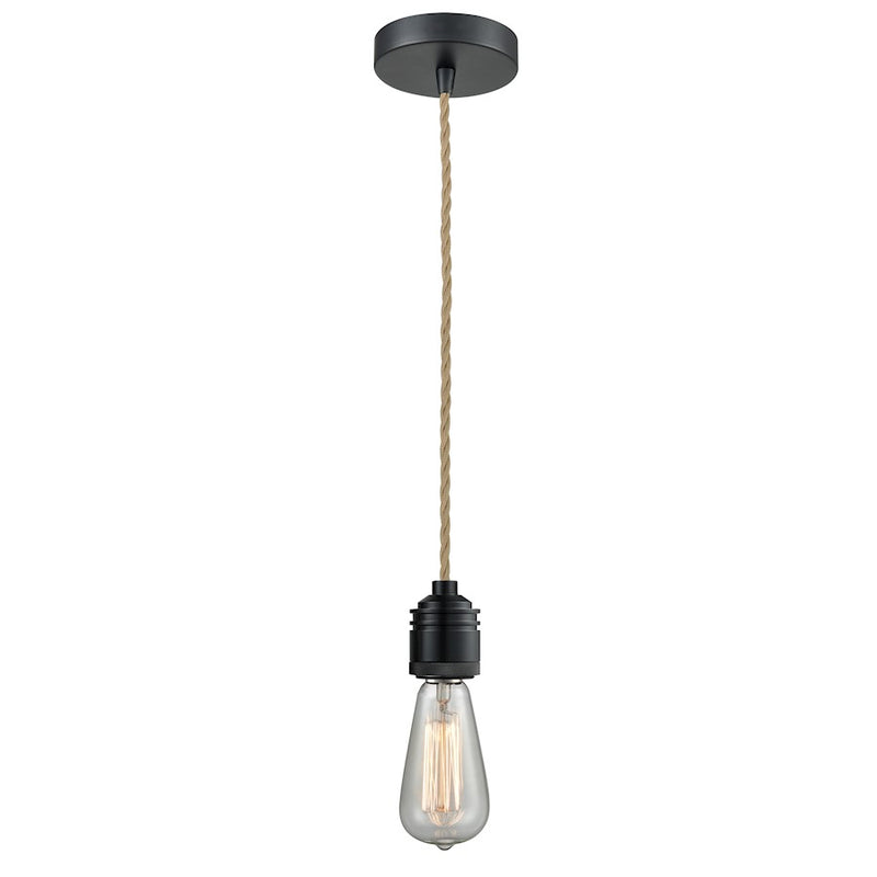 Innovations Winchester Bare Bulb Mini Pendant, Black/Rope Cord