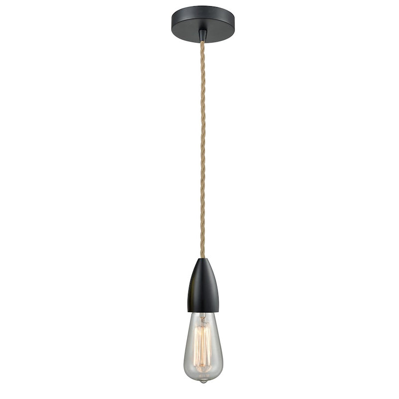 Innovations Fairchild Bare Bulb Mini Pendant, Black/Rope Cord